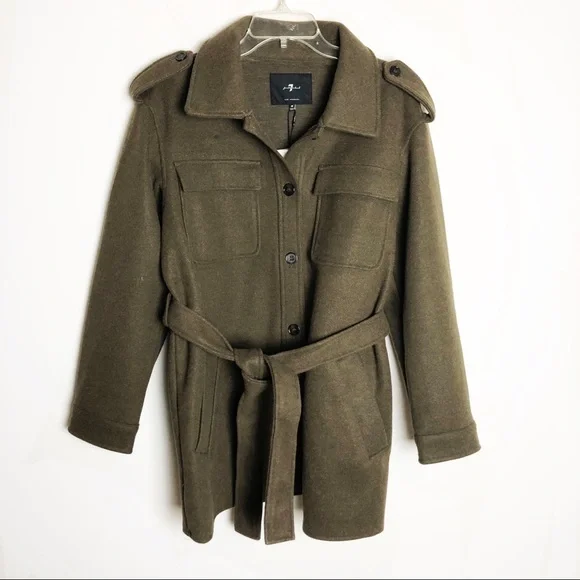 NWT 7 For All Mankind Waist Tie Shacket Shirt Jacket - Picture 1 of 7